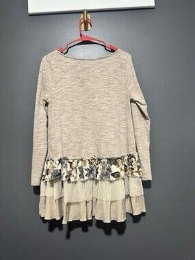 Easel Boho Ruffle Hem Floral Tunic Top Small